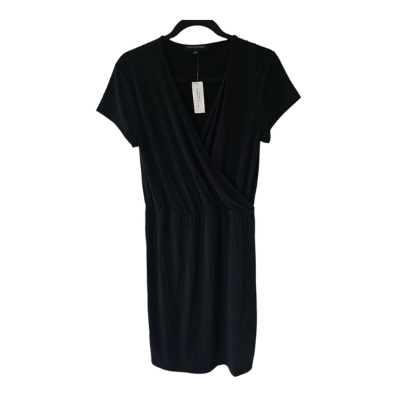 Banana Republic Dress Women Sz M Deep Plunge Black Fit And Flare Midi Witchy - Picture 1 of 9